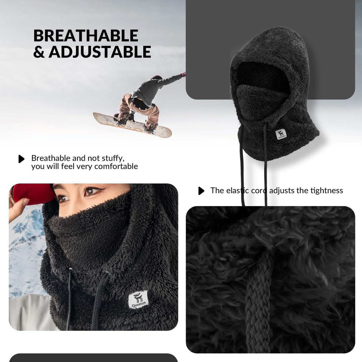 Qunature Sturmhaube Winter – Warme Balaclava Thermo Winddichte Sturmmaske Skimaske