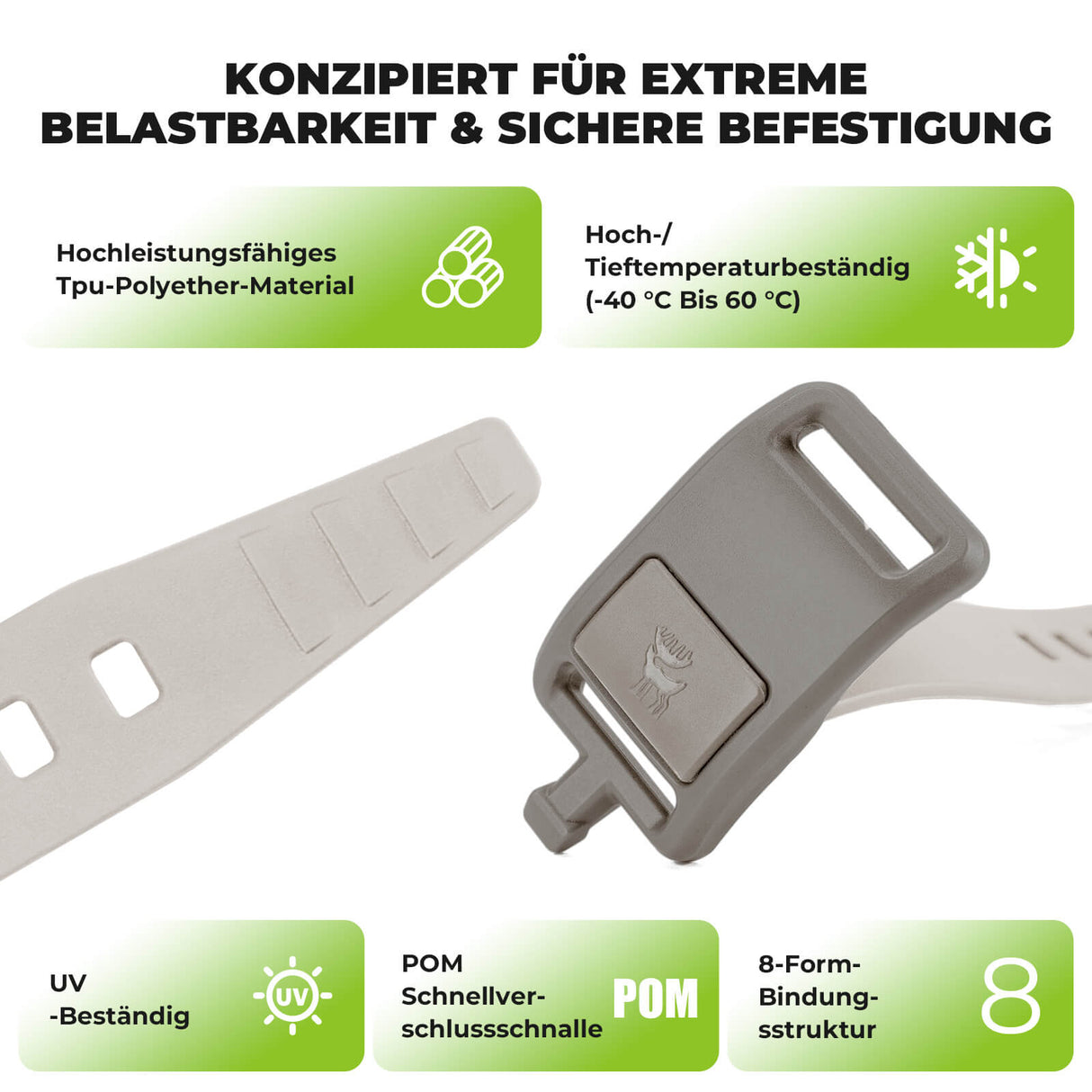 Qunature Universelle Outdoor-Spanngurte – Verlängerbar & Extrem Belastbar