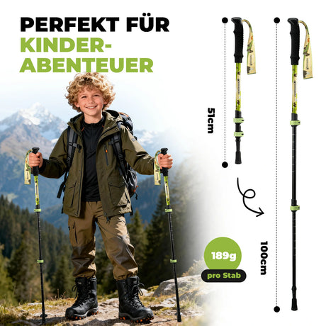 Qunature Kinder-Wanderstöcke – 51–100 cm verstellbar, Aluminium, 1  Stück