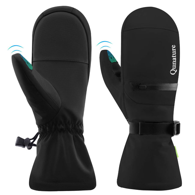 Qunature Wasserdichte Skihandschuhe XS-XL #Color_Schwarz