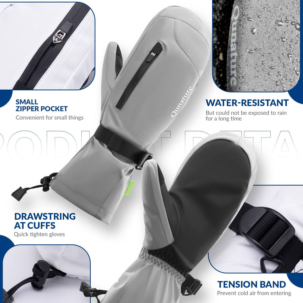 Qunature Winter Skihandschuhe f¨¹r Herren & Damen #Color_Grau