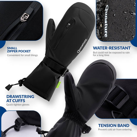 Qunature Winter Skihandschuhe f¨¹r Herren & Damen #Color_Schwarz