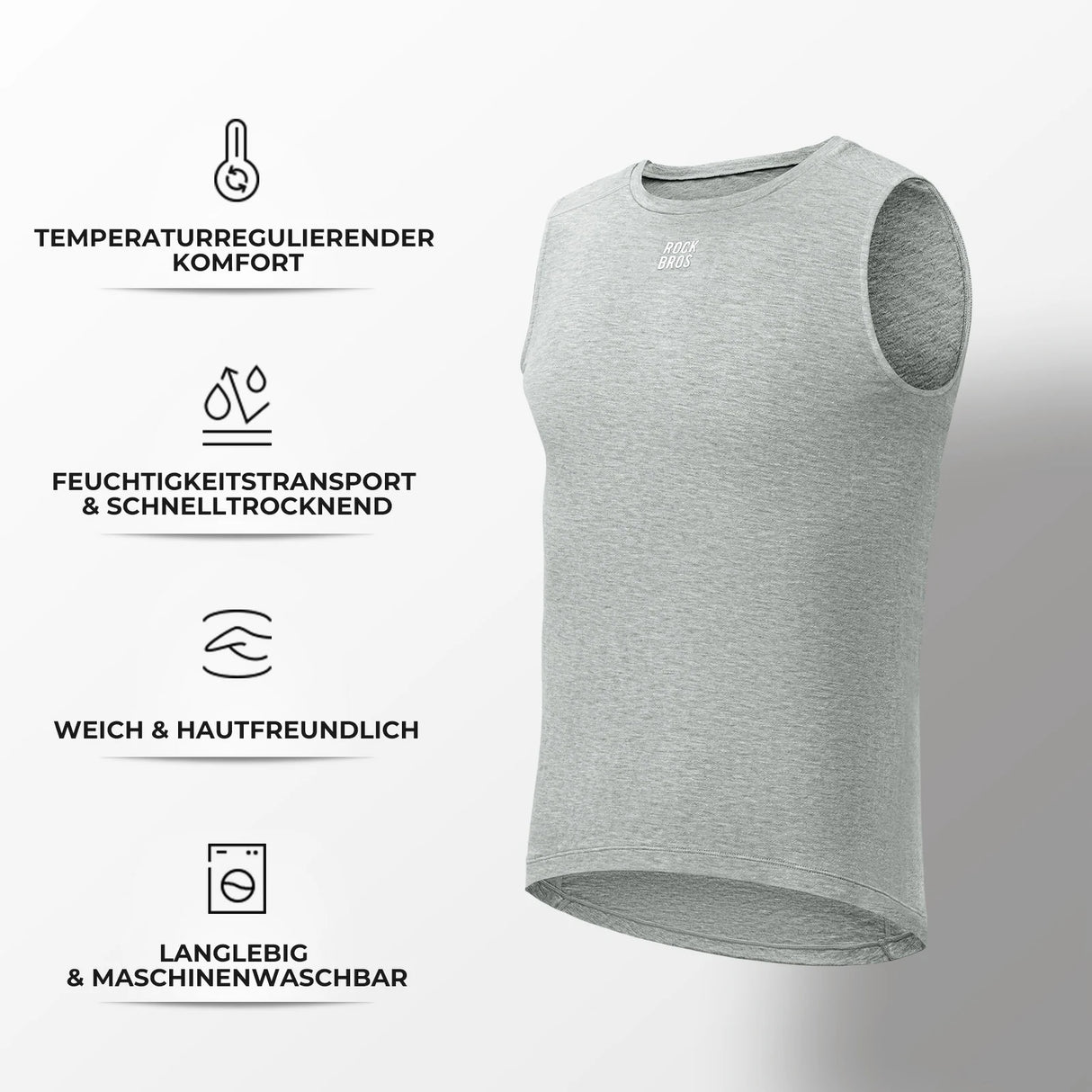 ROAD TO SKY Ärmelloses Merino‑Fahrradunterhemd – Wärmendes Funktionsshirt aus Merinowolle