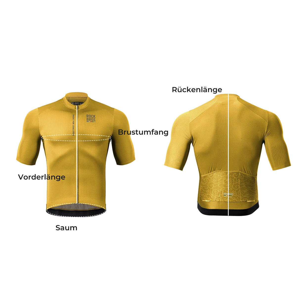 ROAD TO SKY Herren Kurzarm-Radtrikot Jersey für MTB & Rennrad-Gelb