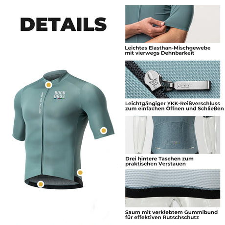 ROAD TO SKY Herren Kurzarm-Radtrikot Jersey für MTB & Rennrad-Gelb