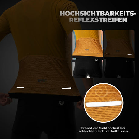 ROAD TO SKY Herren Kurzarm-Radtrikot Jersey für MTB & Rennrad-Gelb