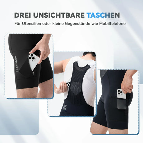 ROAD TO SKY Herren Träger-Radhose gepolstert, Fahrradhose Kurz mit Reflektoren im Sommer - ROCKBROS-EU