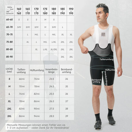 ROAD TO SKY Herren Träger-Radhose gepolstert, Fahrradhose Kurz mit Reflektoren im Sommer - ROCKBROS-EU