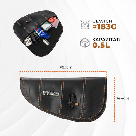 ROAD TO SKY nachhaltige Fahrrad-Oberrohrtasche aus recycelten Reifen mit 0,5 L