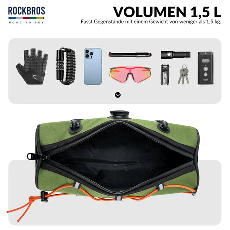 ROAD TO SKY Wasserdichte Reflektierende Zylindrische Lenkertasche