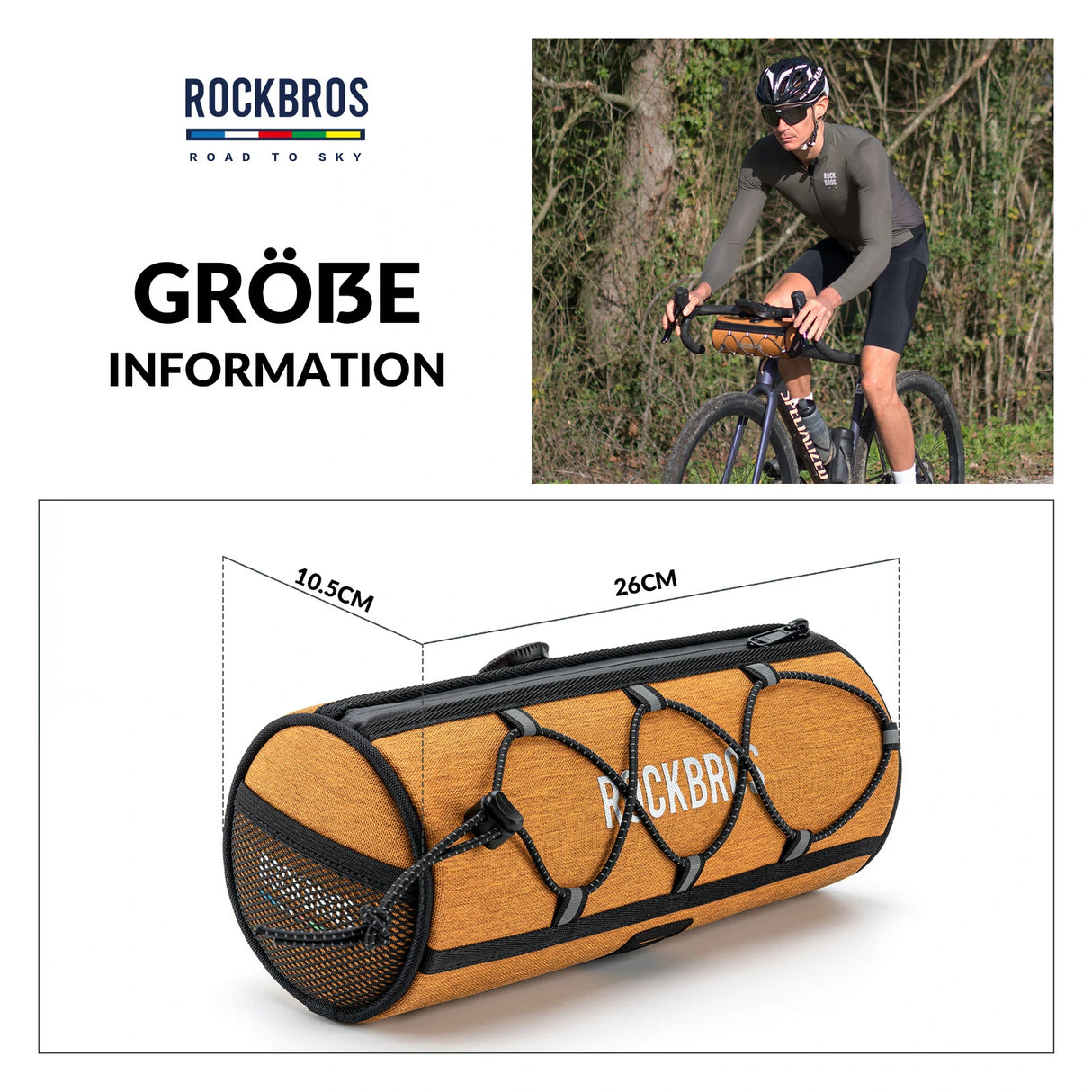 ROAD TO SKY Wasserdichte Reflektierende Zylindrische Lenkertasche