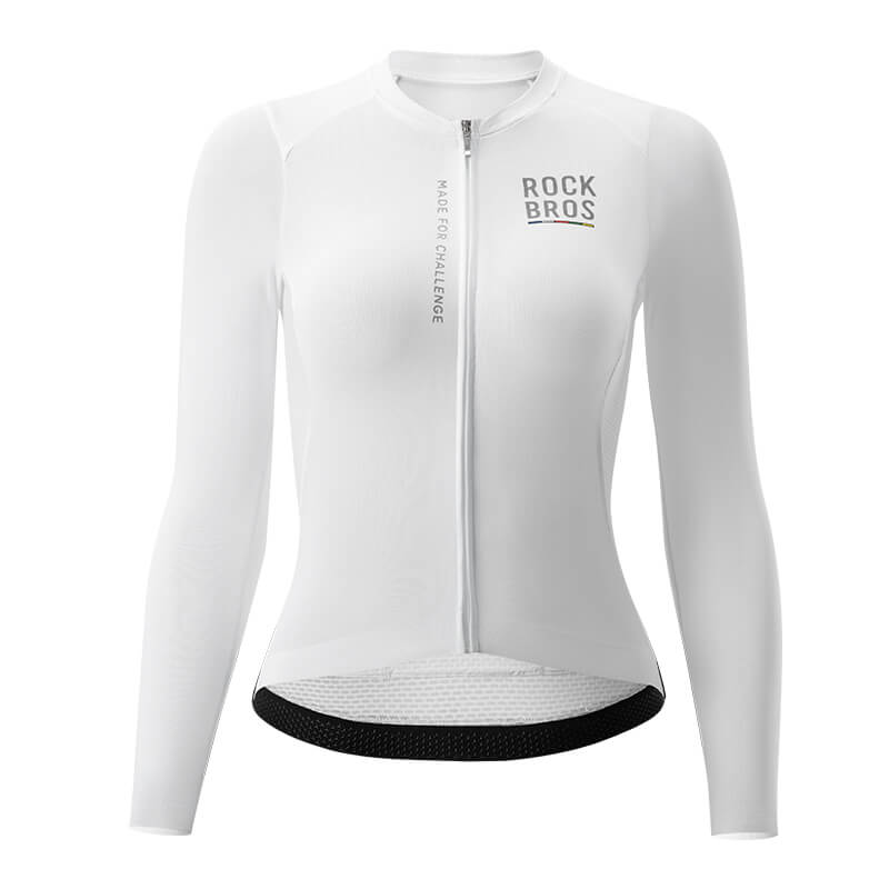 ROAD TO SKY Damen Langarm-Radtrikot Fahrrad Jersey für MTB & Rennrad-Weiß