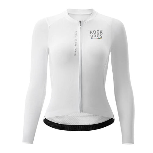 ROAD TO SKY Damen Langarm-Radtrikot Fahrrad Jersey für MTB & Rennrad-Weiß