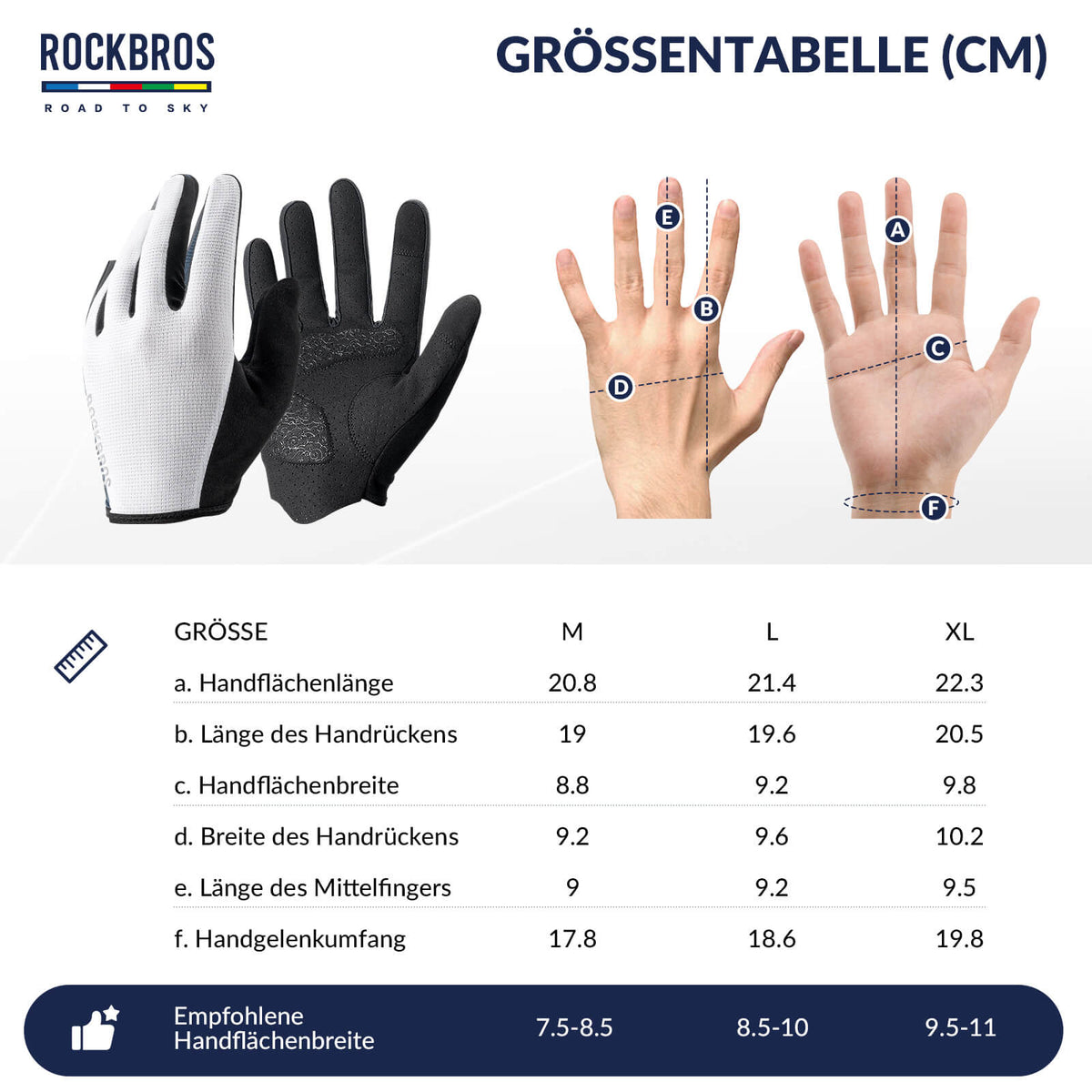 ROAD TO SKY Fahrrad Handschuhe Atmungsaktiv mit Touchscreen丨ROCKBROS – ROCKBROS-DE