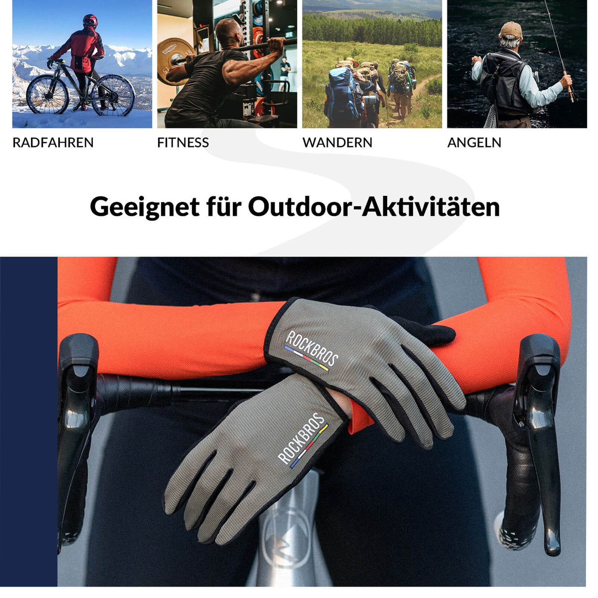 ROAD TO SKY Fahrrad Handschuhe Atmungsaktiv mit Touchscreen丨ROCKBROS – ROCKBROS-DE