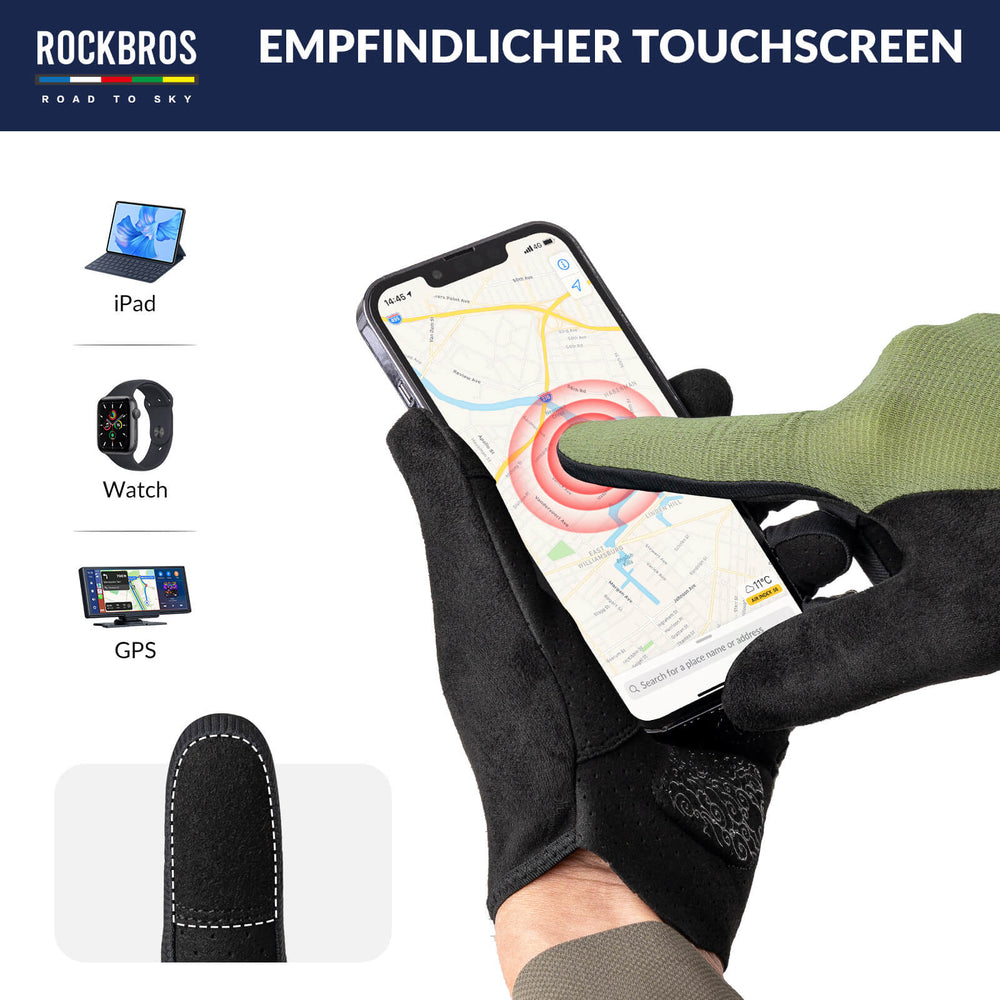 ROAD TO SKY Fahrrad Handschuhe Atmungsaktiv mit Touchscreen Sommer/Frühling-Grün