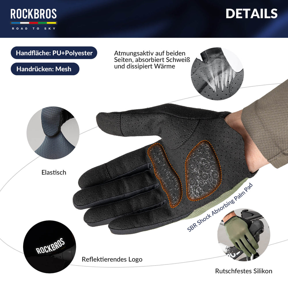 ROAD TO SKY Fahrrad Handschuhe Atmungsaktiv mit Touchscreen Sommer/Frühling-Grün