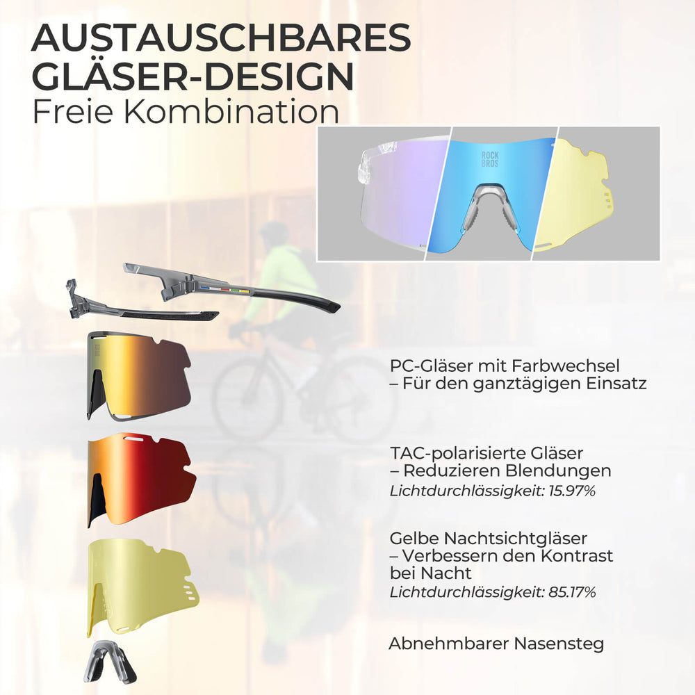 Fahrradbrille Drei-Gläser Konfigurationssystem - BOUNDLESS Serie - ROCKBROS-EU