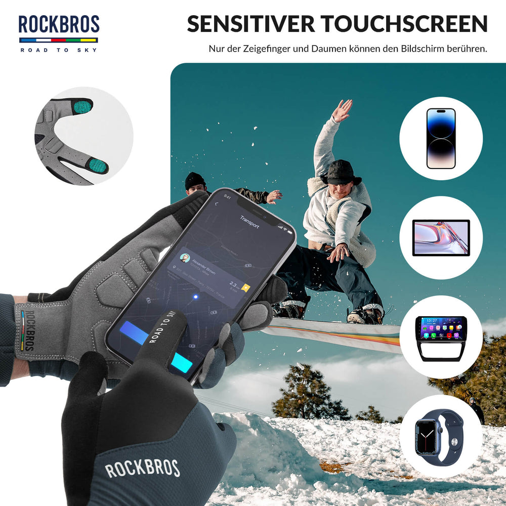 ROAD TO SKY Fahrradhandschuhe mit Touchscreen Atmungsaktiv Herren/Damen-Blau