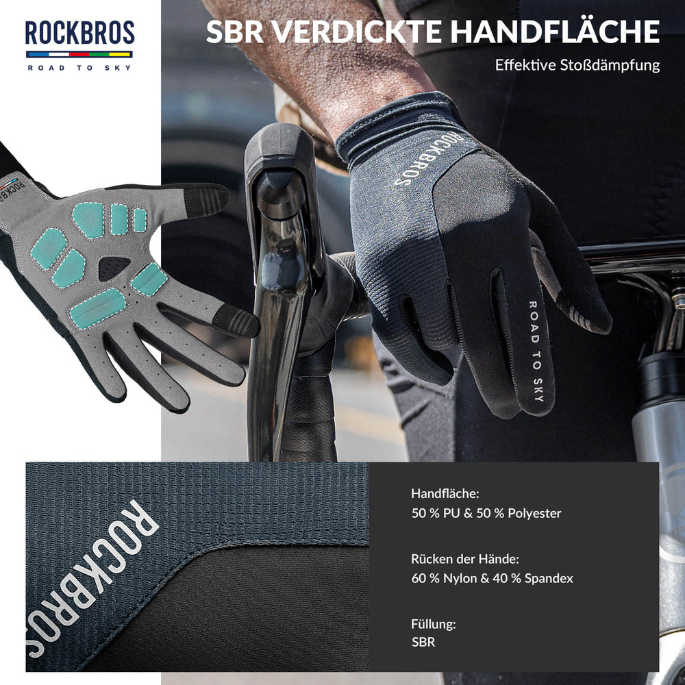 ROAD TO SKY Fahrradhandschuhe mit Touchscreen Atmungsaktiv Herren/Damen-Blau