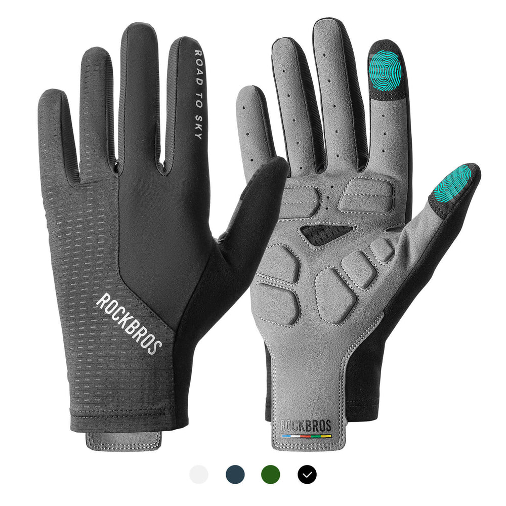 ROAD TO SKY Fahrradhandschuhe mit Touchscreen Atmungsaktiv Herren/Damen-Schwarz