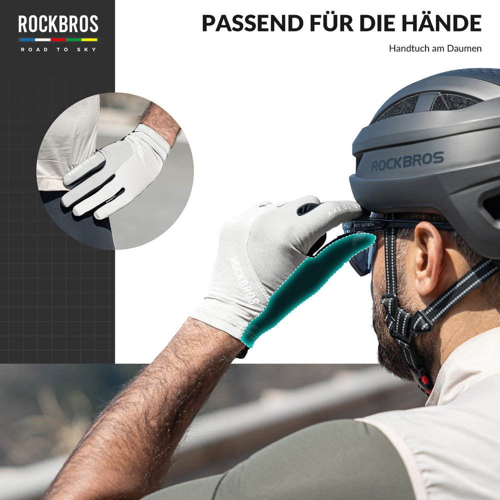 ROAD TO SKY Fahrradhandschuhe mit Touchscreen Atmungsaktiv Herren/Damen-Weiß