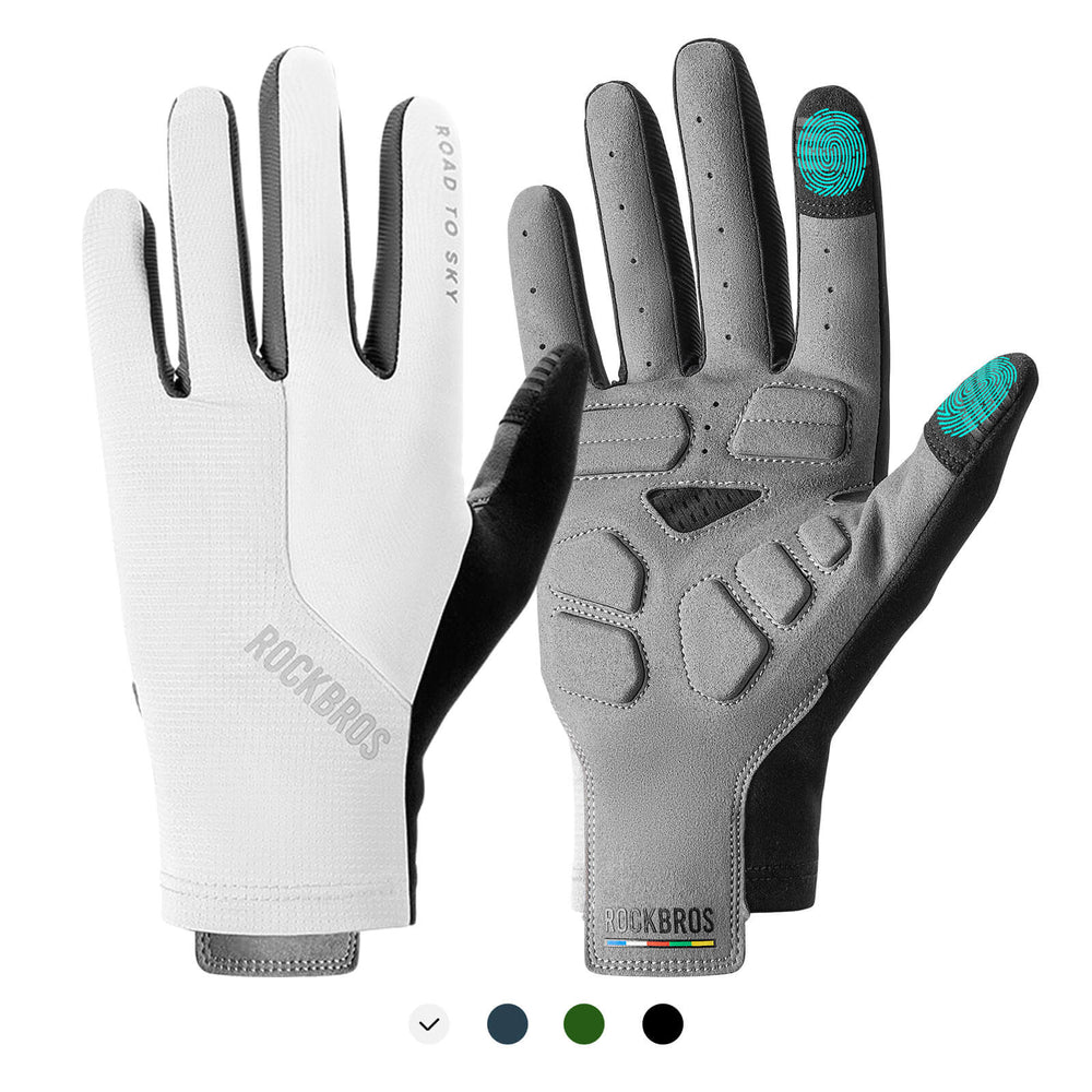 ROAD TO SKY Fahrradhandschuhe mit Touchscreen Atmungsaktiv Herren/Damen-Weiß