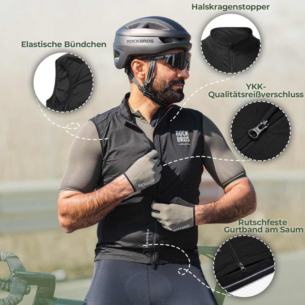 ROAD TO SKY Herren Fahrrad Ärmellos Weste Winddichte Fahrradjacke - ROCKBROS-EU