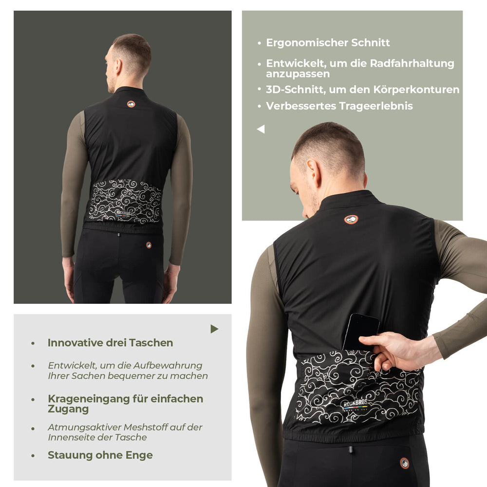ROAD TO SKY Herren Fahrrad Ärmellos Weste Winddichte Fahrradjacke - ROCKBROS-EU