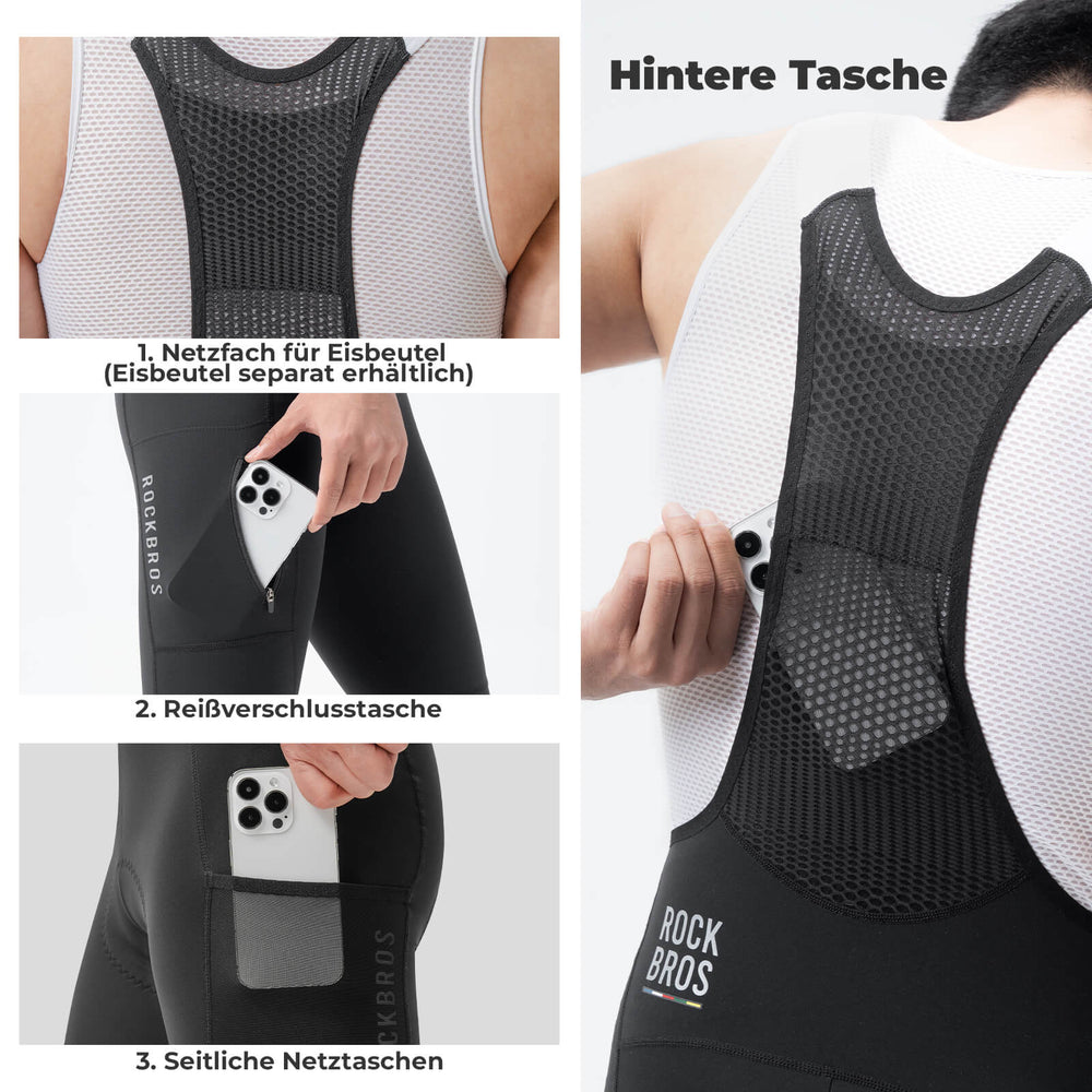 ROAD TO SKY Herren Fahrrad Trägerhose Lang Gepolstert