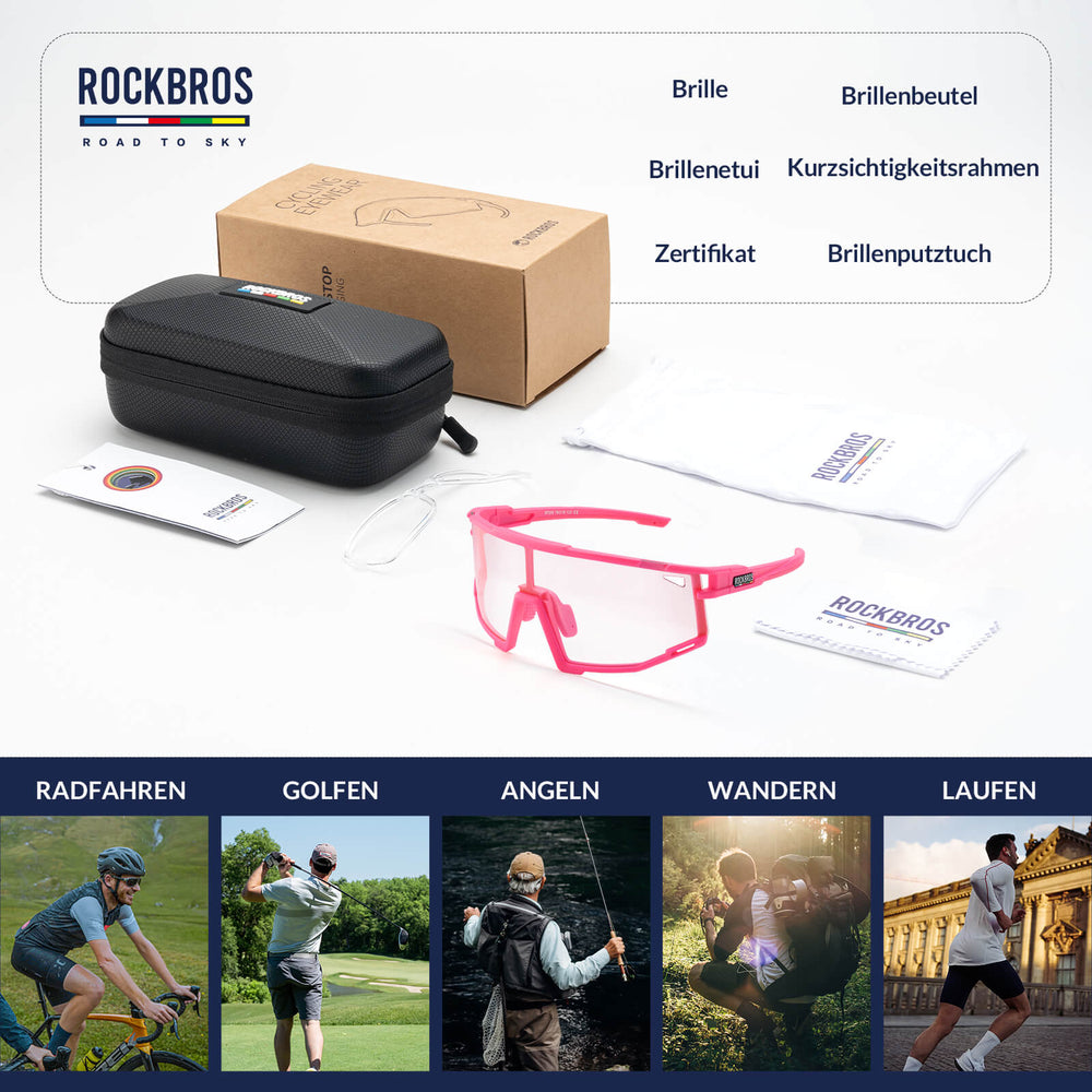 ROAD TO SKY Photochrome Fahrradbrille UV400 Schutz Verstellbare Nasenpads - ROCKBROS-EU