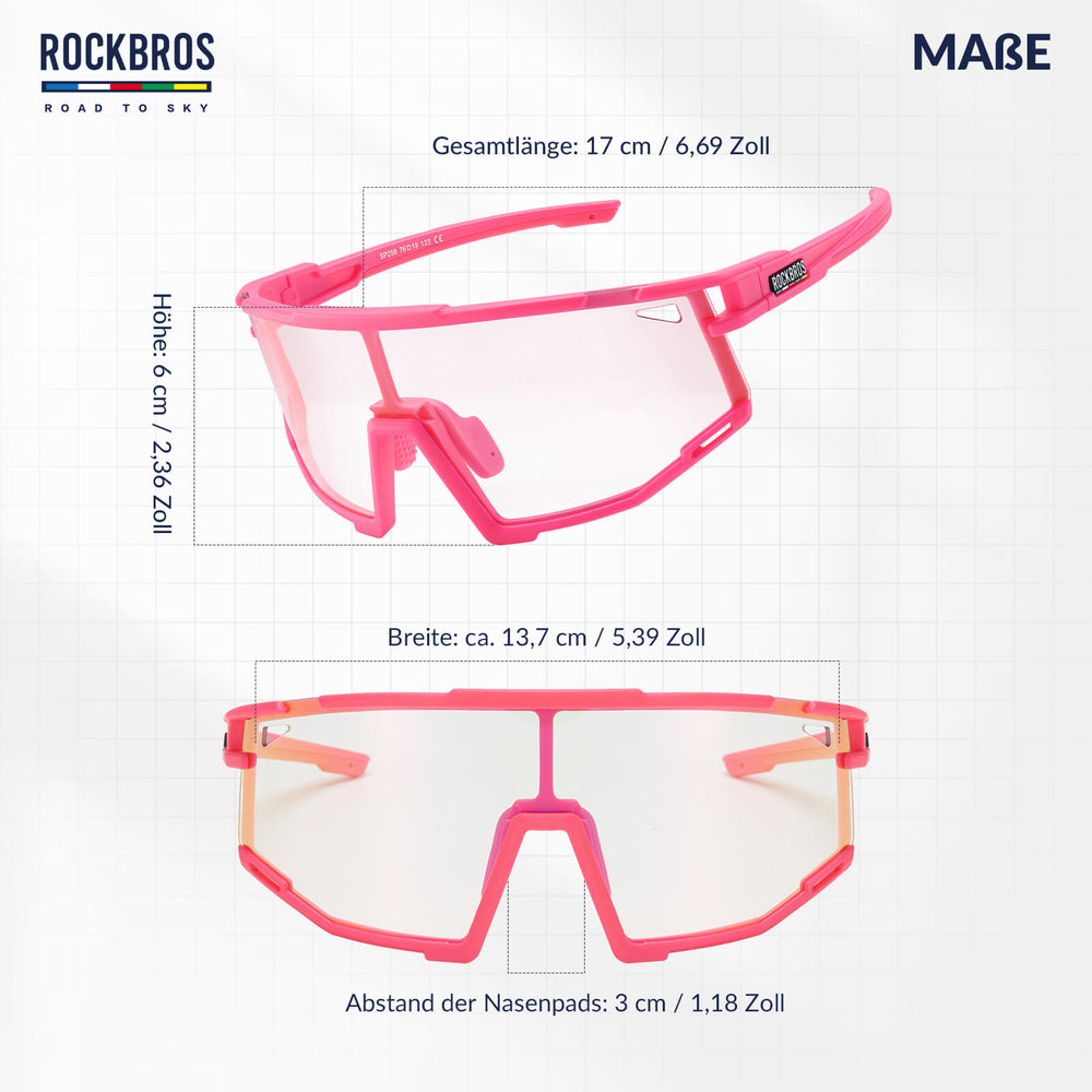 ROAD TO SKY Photochrome Fahrradbrille UV400 Schutz Verstellbare Nasenpads - ROCKBROS-EU