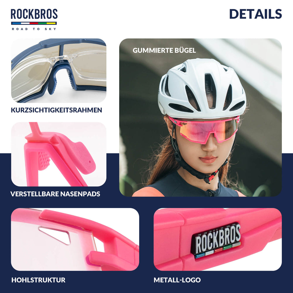 ROAD TO SKY Photochrome Fahrradbrille UV400 Schutz Verstellbare Nasenpads - ROCKBROS-EU