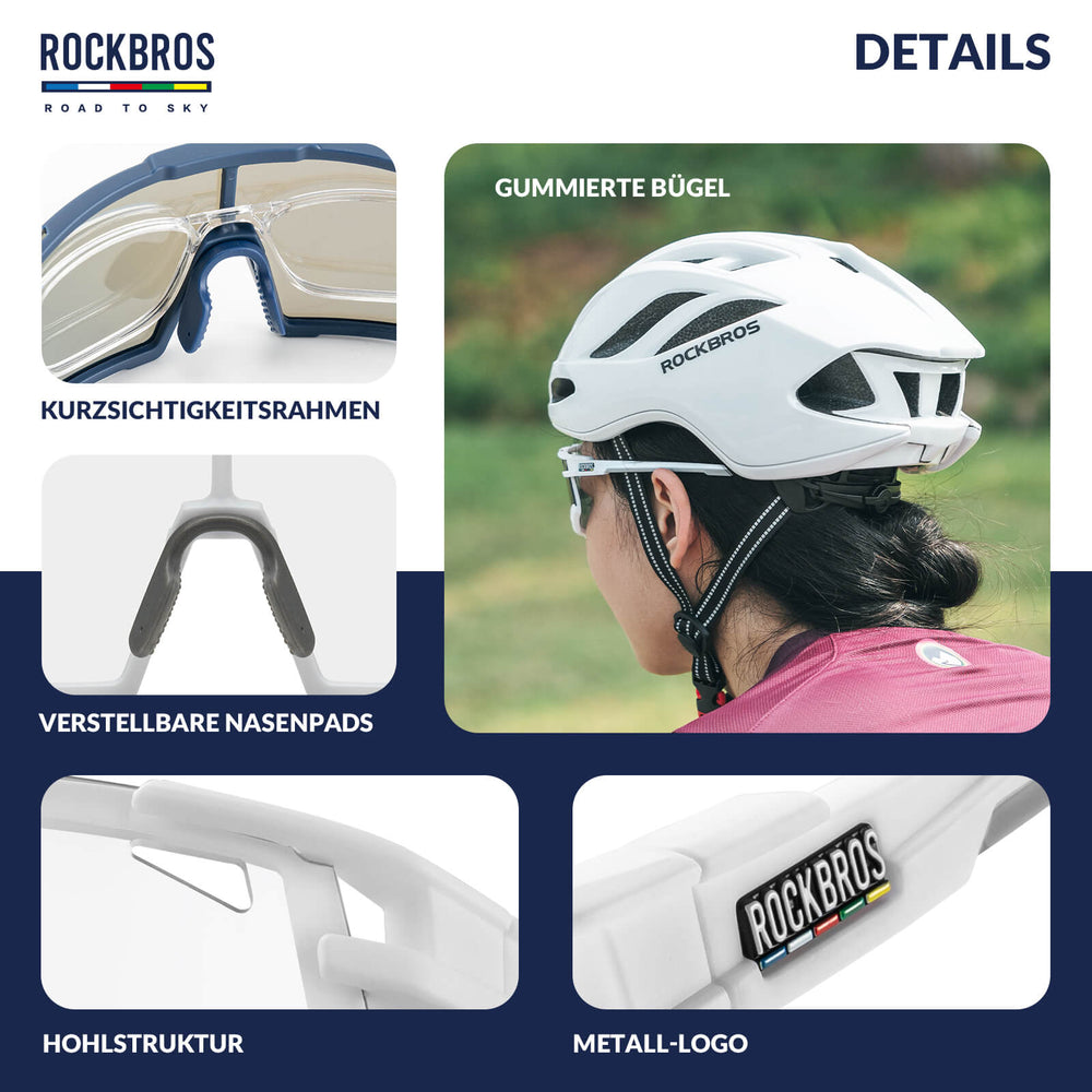 ROAD TO SKY Photochrome Fahrradbrille UV400 Schutz Verstellbare Nasenpads - ROCKBROS-EU