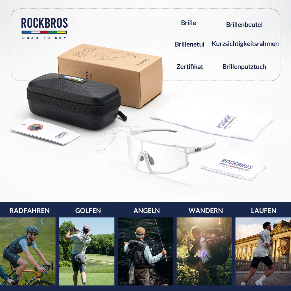 ROAD TO SKY Photochrome Fahrradbrille UV400 Schutz Verstellbare Nasenpads - ROCKBROS-EU