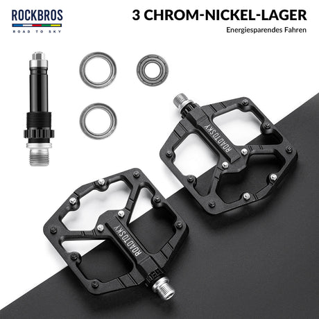 ROAD TO SKY Platform Fahrradpedale 9/16 Zoll Rutschfest aus Aluminium | ROCKBROS