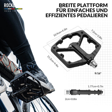 ROAD TO SKY Platform Fahrradpedale 9/16 Zoll Rutschfest aus Aluminium | ROCKBROS