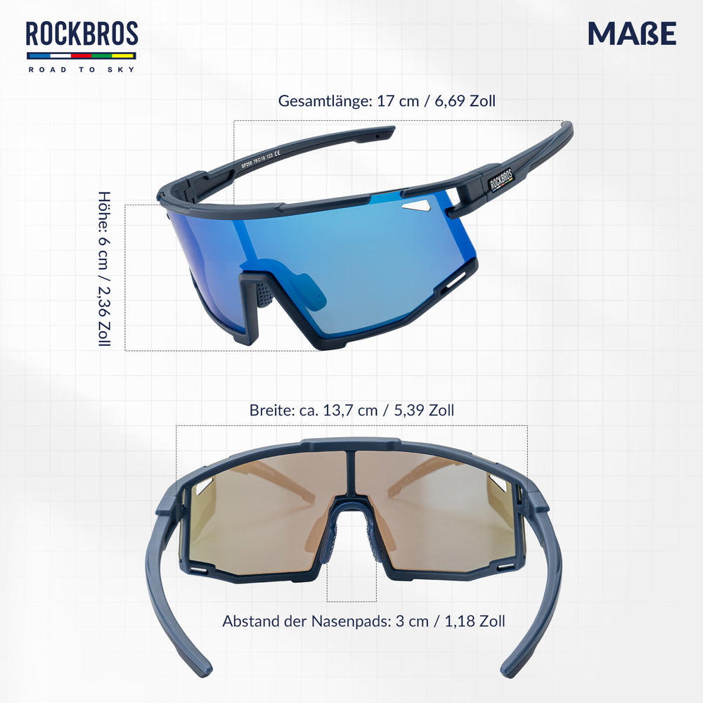 ROAD TO SKY Polarisierte Fahrradbrille UV400 Schutz Verstellbare Nasenpads - ROCKBROS-EU
