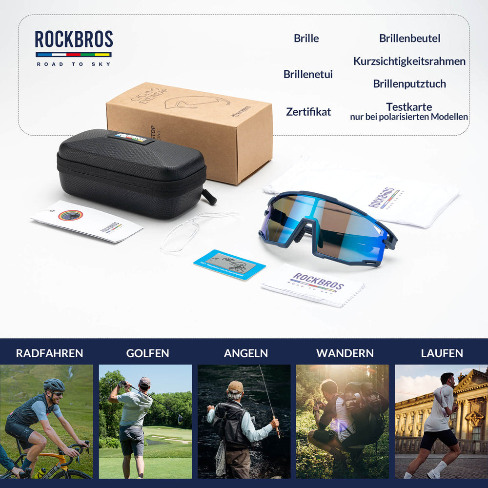 ROAD TO SKY Polarisierte Fahrradbrille UV400 Schutz Verstellbare Nasenpads - ROCKBROS-EU