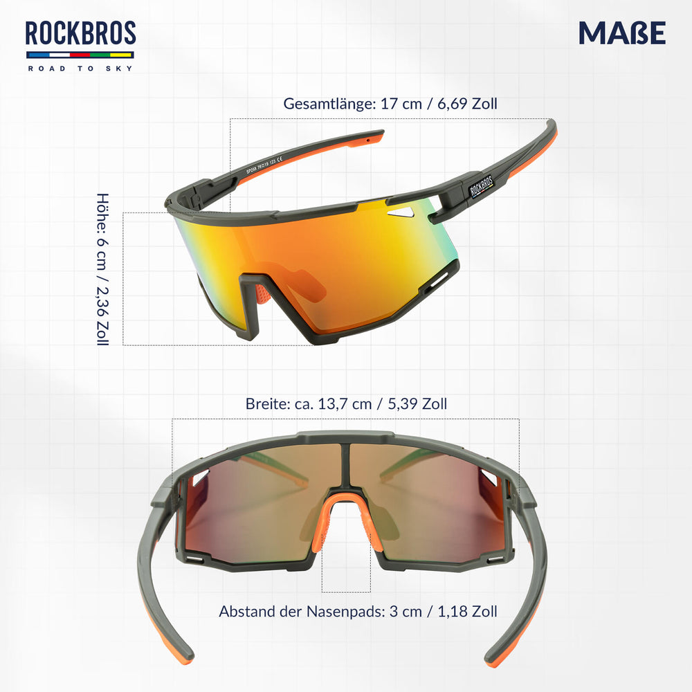 ROAD TO SKY Polarisierte Fahrradbrille UV400 Schutz Verstellbare Nasenpads - ROCKBROS-EU