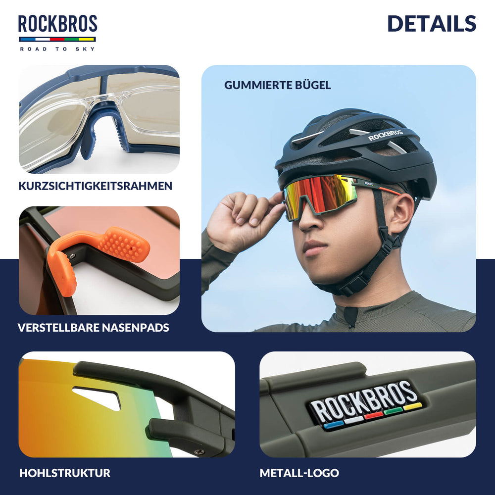 ROAD TO SKY Polarisierte Fahrradbrille UV400 Schutz Verstellbare Nasenpads - ROCKBROS-EU