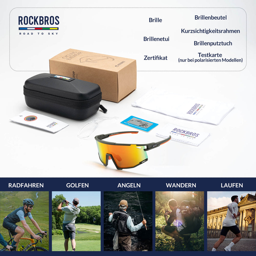 ROAD TO SKY Polarisierte Fahrradbrille UV400 Schutz Verstellbare Nasenpads - ROCKBROS-EU