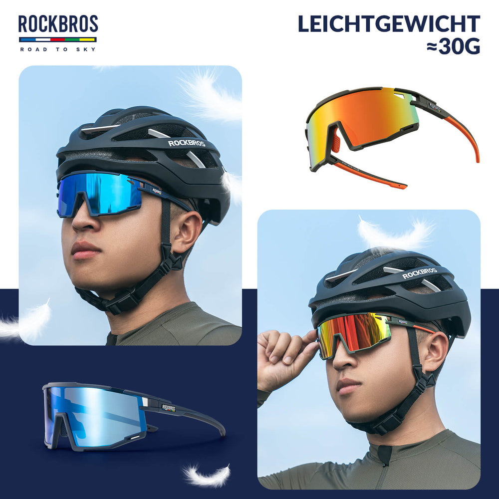 ROAD TO SKY Polarisierte Fahrradbrille UV400 Schutz Verstellbare Nasenpads - ROCKBROS-EU