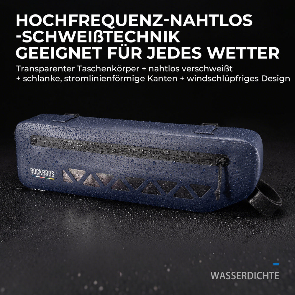 ROAD TO SKY Rahmentasche 100 % Wasserdicht 1,7 L-Orange/Blau
