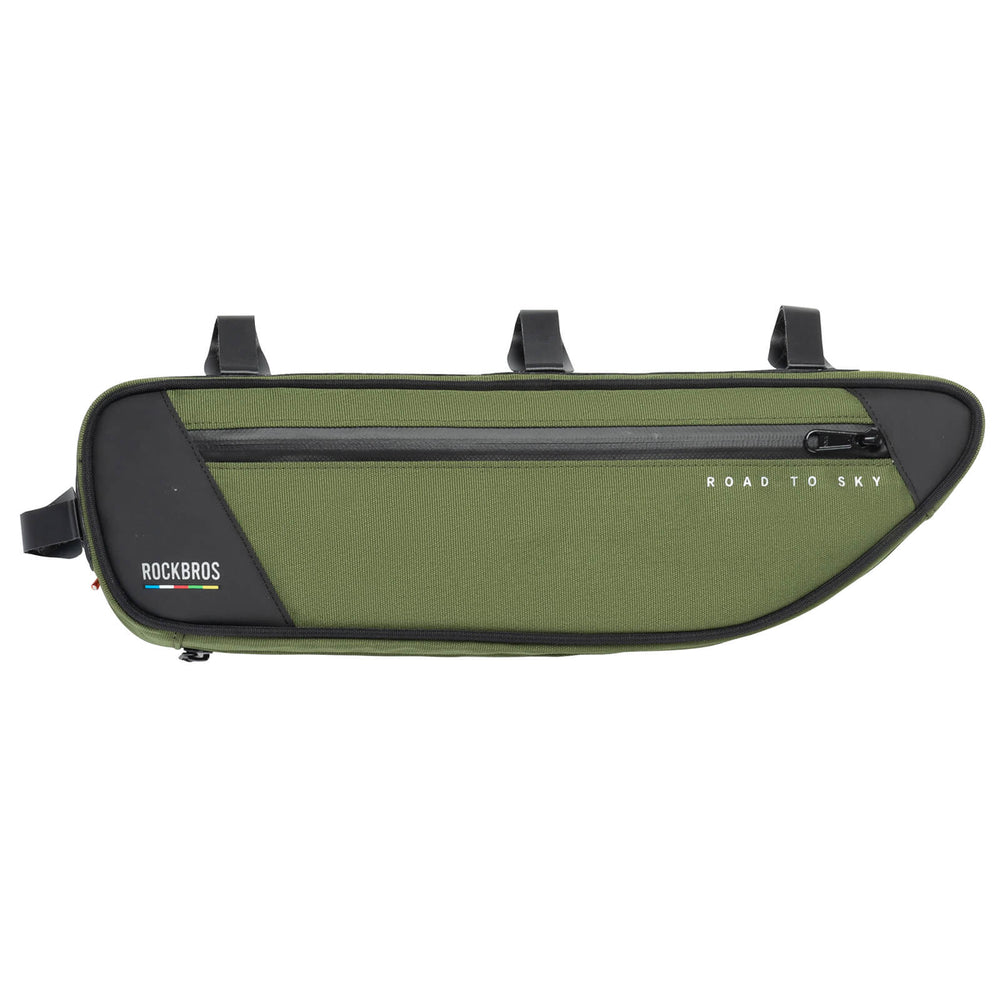 ROAD TO SKY Reflektierende Wasserdichte Fahrrad 2L Dreieckstasche-Armeegrün