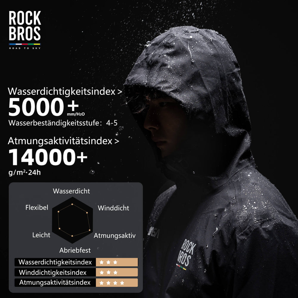 ROAD TO SKY Regenjacke faltbare Fahrradjacke Winddicht Unisex für MTB & Rennrad