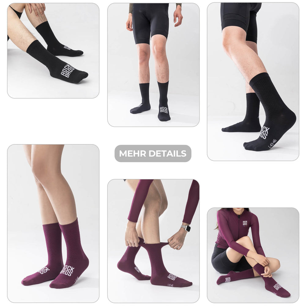 ROAD TO SKY Sportsocken Baumwolle Atmungsaktive Laufsocken für MTB & Rennrad