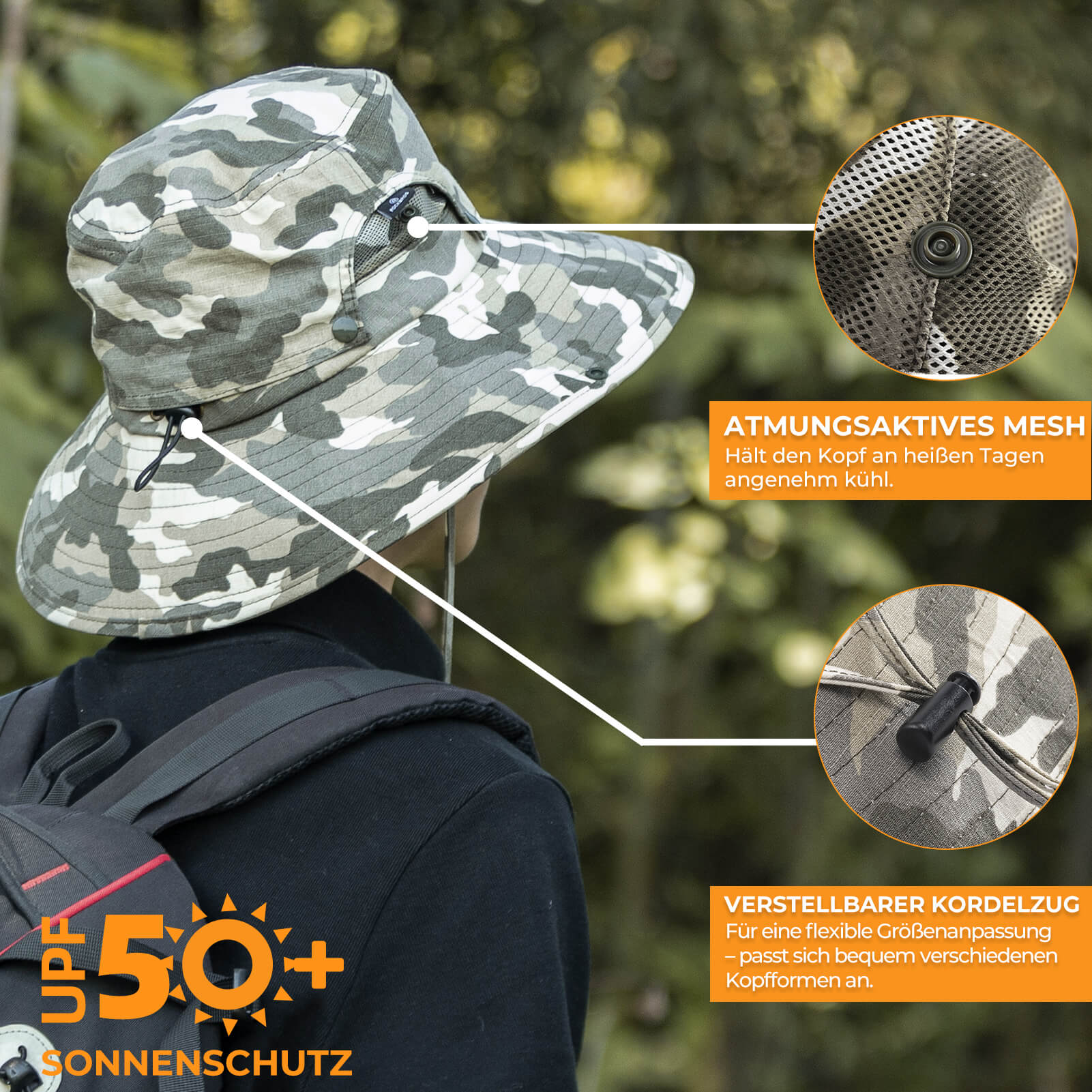 Safari-Hut Mit Breiter Krempe – UV-Schutz, Atmungsaktiv & Faltbar Für Outdoor, Angeln, Wandern