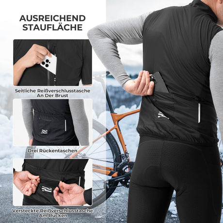 ROCKBROS Ärmellose Winddichte Fahrradweste – Packbar & Atmungsaktiv