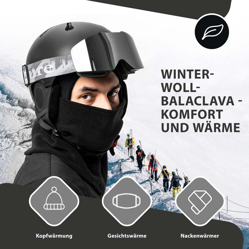 Laden Sie das Bild in Galerie -Viewer, ROCKBROS Balaclava Winter Skimaske Warm Sturmmaske Unisex Einheitsgröße Schwarz
